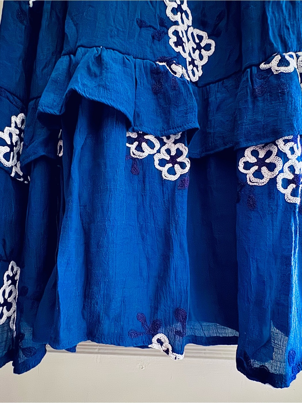 Blue Floral Embroidered Maxi Skirt - Picture 3 of 5